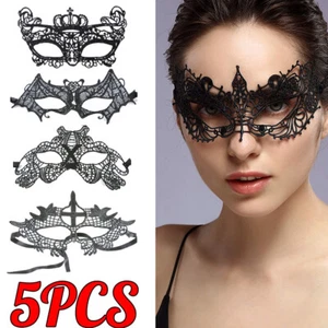 5PCS Black Lace Mask Sexy Masquerade Eye Face Eyemask Women Party Halloween Hot - Picture 1 of 7