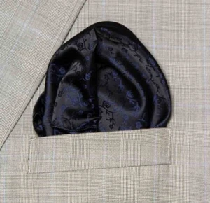 Gascoigne Pocket Square Navy Blue Black Floral Men's - Picture 1 of 2