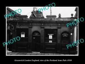 OLD POSTCARD SIZE PHOTO GREENWICH LONDON ENGLAND THE PORTLAND ARMS PUB c1930