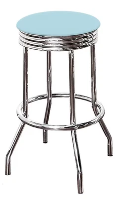 Taburete de Bar Silla Pastel Azul Suave 24" o 29" Acabado Cromo Asiento Giratorio Foto 1 de 2