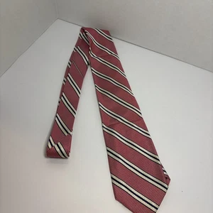 Men’s Silk Tie – Red, White & Gray Striped Pattern, Preowned - Picture 1 of 3