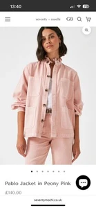 Seventy + Mochi Pablo Denim Jacket/ Shirt Size 10 Pink - Picture 1 of 4