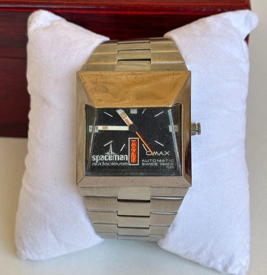 Reloj Omax Spaceman Audacieuse Automático Años 70 Negro 39mm Para Hombre Tan Raro Foto 1 de 4