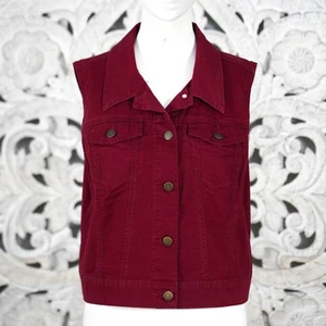 Pendleton Women’s XL Denim Vest Western Burgundy Sleeveless Button Front - Picture 1 of 8