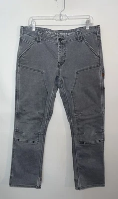 Dovetail Britt Utility Thermal Denim Workwear Jeans Womens 12/30 Grey Carpenter - Image 1 of 4