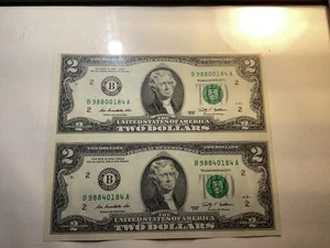 TWO $2 2009 SERIES ATTACHED UNC NY NOTES 🎶 NOT SEPERATED - Picture 1 of 7