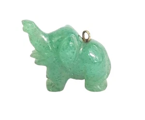 Green Jade 14kt Gold Elephant Charm Pendant Vintage 2.6 Grams 19.4mm Length - Picture 1 of 9