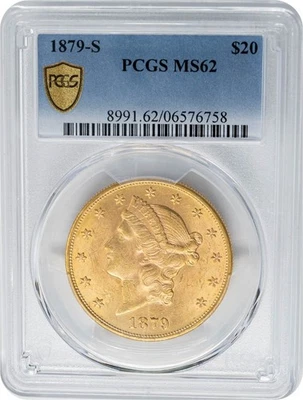 1879-S $20 Gold Liberty MS62 seguro graduación profesional 950514-23 Foto 1 de 4