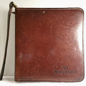 Rare Vintage King Ranch Distressed Leather CD Zip Around Case Brass Carrying - Picture 1 of 15