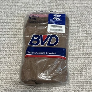 3 Pack BVD Briefs Men's Size 30 100% Cotton Brown VINTAGE 1985, 1991, 1992 NEW - Picture 1 of 4