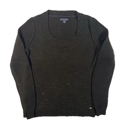 Tommy Hilfiger Sweater Womens M Black Pullover Sequins Preppy Old Money Holiday - Image 1 of 4