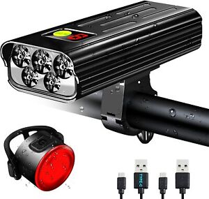 Super Bright 5T6 LED Rear&Front 50000Lumen Bicycle Light Bike Torch Rechargeable