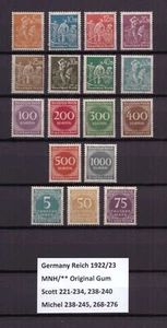 P312) Germany Reich 1922-1923 Mi. 238-245 / 268-273 / 274-276 MNH** - Picture 1 of 1