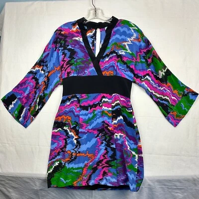 Plenty For Tracey Reese Sz 4 Dress Abstract Empire Wrap Sheath Silk Kimono - Image 1 of 4