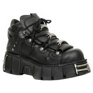 New Rock Boots M-106-VS1 Unisex Metallic Black Vegan Leather Gothic Punk Rock - Picture 1 of 7