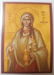 Saint Mary Magdalene laminated Greek icon prayer card