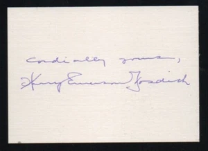 American pastor Harry Emerson Fosdick autograph on cardstock, cover - Picture 1 of 2