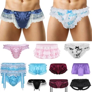 Para Hombres Brillante Satén Volantes Lencería Bloomer Ropa Interior Volantes Falda Sissy Bragas - Imagen 1 de 415