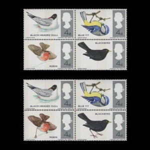 Great Britain 1966 (Variety) 4d British Birds phosphor block missing reddish bro - Picture 1 of 1