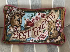 Boyd Bears & Friends VTG 1980’s Best Friends Tapestry Throw Pillow 12 X 8 - Picture 1 of 7