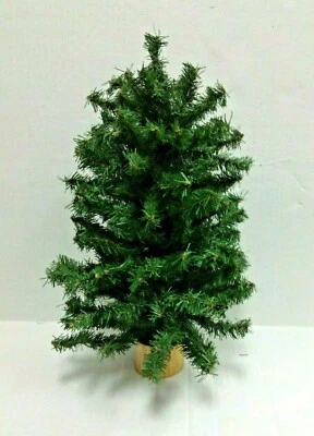 Artificial Christmas Holiday Table Top Dorm Tree LIGHT Wood Base Decorative 16" - Image 1 of 2