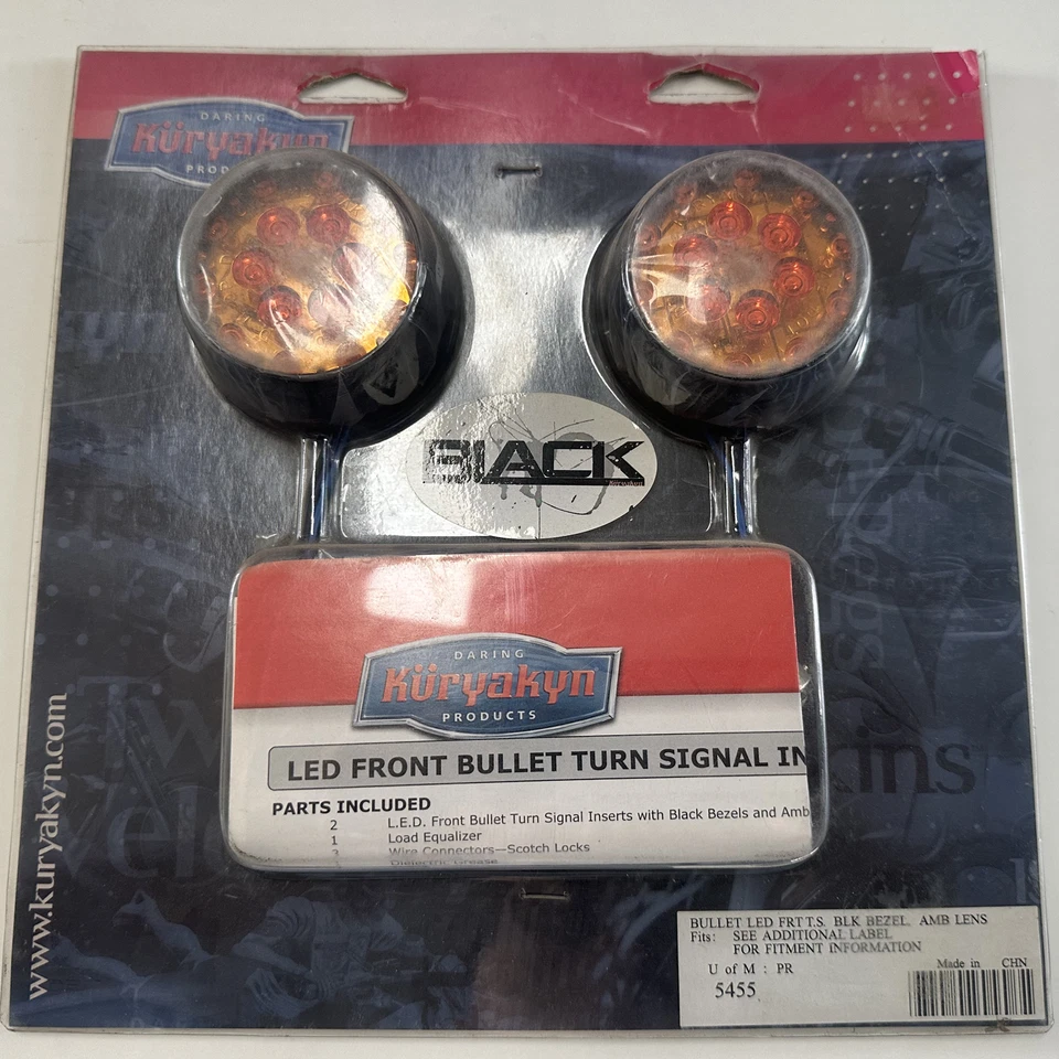 Kuryakyn - 5455 - Светодиодные передние вставки указателей поворота - пулевой стиль - глянцевый черный ободок - Изображение 1 из 3