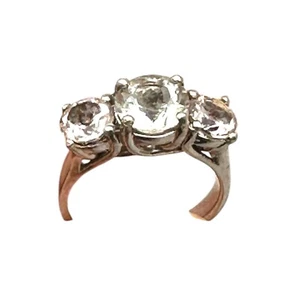 14kt Morganite and Prasiolite 3-stone Gemstone Ring - Picture 1 of 3