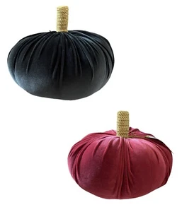 NWT Threshold Velvet Pumpkin Pillows 2 Total Black Red - Picture 1 of 11
