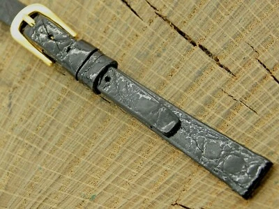 Correa de reloj vintage NOS Stylecraft cocodrilo negro hebilla tono dorado 9 mm sin usar Foto 1 de 4