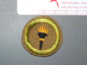Boy Scout Merit Badge Public health narrow tan cotton thread circa '41-46 4334M - Picture 1 of 1