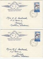 South Africa: Collection of 10 Airmail 50th Anniversary, FDCs, Cards,Covers,1961