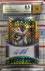 2020 SELECT ROB GRONKOWSKI, #41, AUTO, GOLD PRIZM, SI-RGR, #08/10, DIE CUT, BGS - Picture 1 of 3