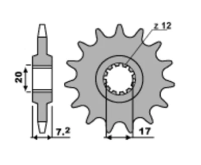 PIGNONE PBR ACCIAIO 16 DENTI MOTO APRILIA FANTIC MALAGUTI BETA 50 PASSO 420 600M - Immagine 1 di 4