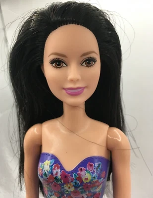 美泰芭比水上游戏娃娃紫色泳装 #DGT80 黑发 Raquelle Face 2015 — 第 1/4 张图片