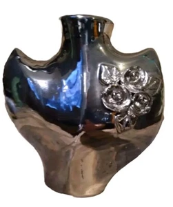 Rotware & Silberfarbene Keramik Büste Vase mit Blumen Whimsigoth Dark Cottagecore - Bild 1 von 20