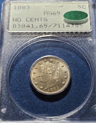 1883 5C No CENTS Liberty Nickel *Rattler-Holder* PCGS MS65 CAC - Image 1 of 2