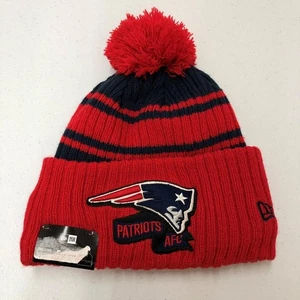 Gorro gorro New England Patriots para hombre talla única rojo azul NFL fútbol New Era acogedor - Imagen 1 de 9