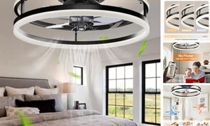 Modern Ceiling Fans with Lights and Remote, 19.7'' Fandelier Low Profile - Picture 1 of 8