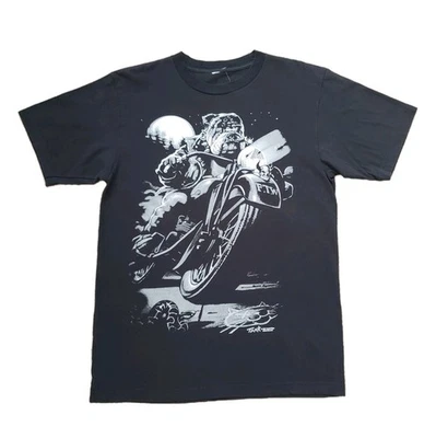 Camiseta Vintage 2007 Azul Líquido FTW Biker Bulldog Tamanho M-L Masculina Preta Dupla Face - Imagem 1 de 4