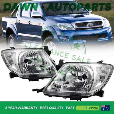 Set Pair LH+RH Headlight Head Lamp For Toyota Hilux Ute 2008~2012 2WD / 4WD AU - image 1 of 4