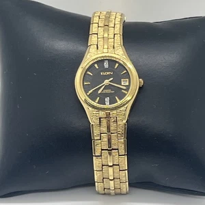 Elgin Ladies Goldtone Calendar Watch See Desc - Picture 1 of 9