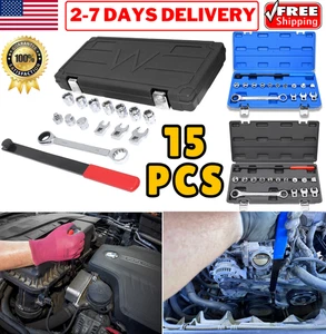 Serpentine Belt Tensioner Tool Set Removal Installation Ratcheting Wrench Socket - Bild 1 von 24