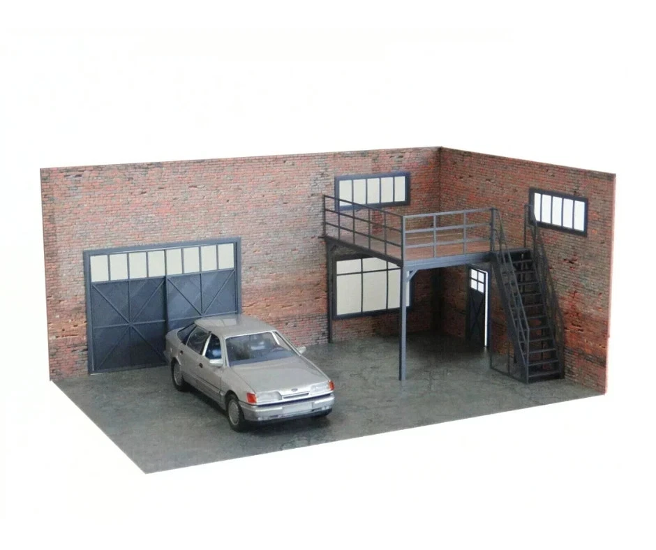 Scale 1:24 Model car display Two-floors brick auto garage Diorama Size 1/24 - Image 1 of 4
