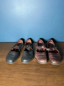 Geboren braun schwarz Leder Mary Jane Damen Schnalle Riemen Schuhe Freizeit Größe 6 Paket - Bild 1 von 8