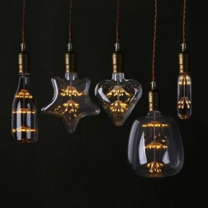 LED Edison Vintage Starry Sky Lamp Heart Bottle Retro Firework Non Dimmable Bulb - Picture 1 of 18