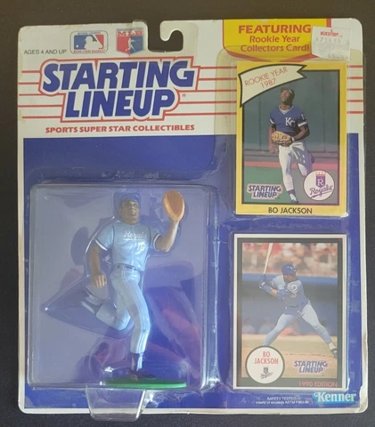 Bo Jackson 1990 Kenner Starting Lineup Collectible w/ Card and Rookie Card Cover
