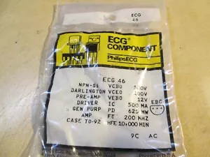 Philips ECG-46 NTE-46 NPN transistor Darlington - Foto 1 di 1
