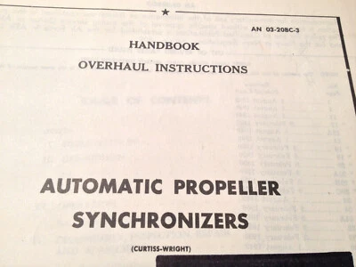 Manual de revisión sincronizador de hélice automático Curtiss-Wright Foto 1 de 4