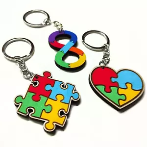Wooden Autism Spectrum Keyring, Autistic Pride, Neurodiversity Symbol Keychain - Picture 1 of 5