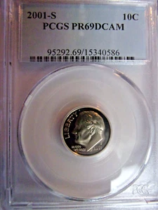 Moneda de diez centavos Roosevelt 2001-S graduación profesional PR 69 DCAM - Imagen 1 de 3